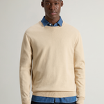 Maglia girocollo in puro cotone con logo ricamato CFWOKN0331MRUF0787 8640 WOOLRICH White pepper 
