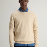 Maglia girocollo in puro cotone con logo ricamato CFWOKN0331MRUF0787 8640 WOOLRICH White pepper 