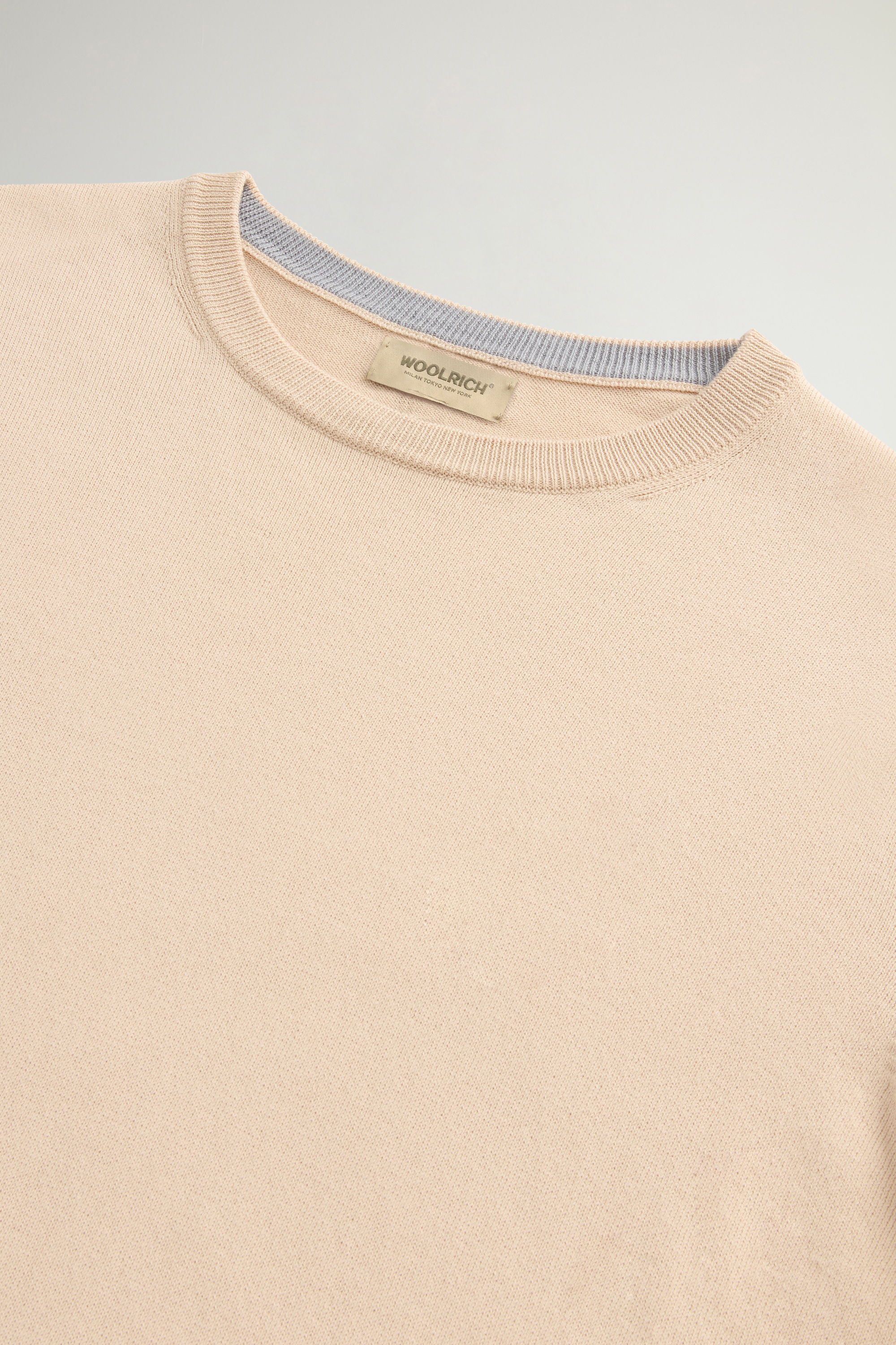 Maglia girocollo in puro cotone con logo ricamato CFWOKN0331MRUF0787 8640 WOOLRICH White pepper 