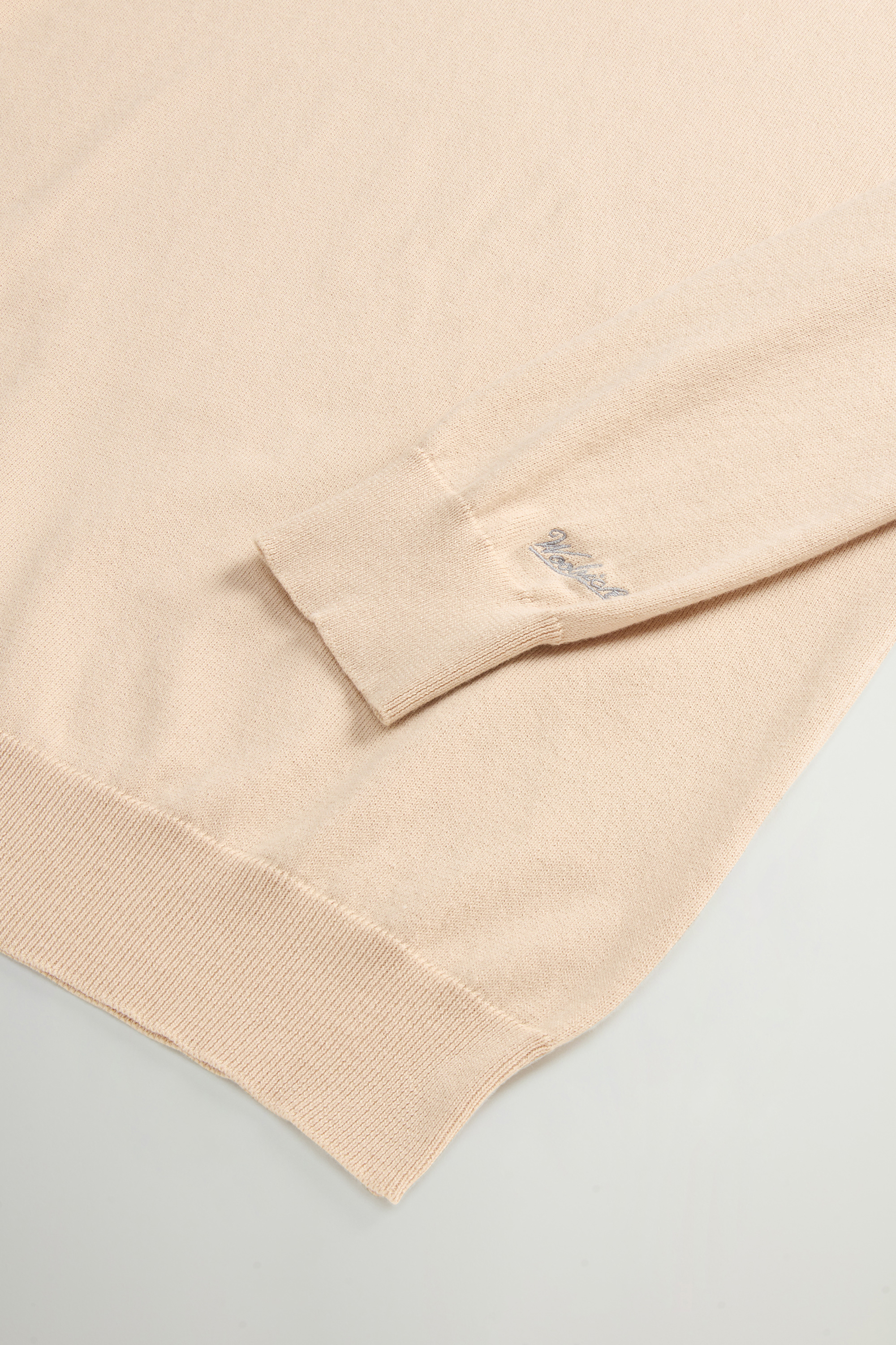 Maglia girocollo in puro cotone con logo ricamato CFWOKN0331MRUF0787 8640 WOOLRICH White pepper 
