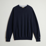 Maglia girocollo in puro cotone con logo ricamato CFWOKN0331MRUF0787 3989 WOOLRICH Melton blue 