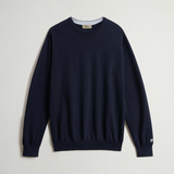 Maglia girocollo in puro cotone con logo ricamato CFWOKN0331MRUF0787 3989 WOOLRICH Melton blue 