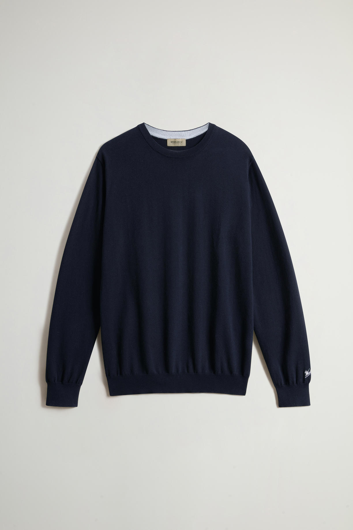 Maglia girocollo in puro cotone con logo ricamato CFWOKN0331MRUF0787 3989 WOOLRICH Melton blue 