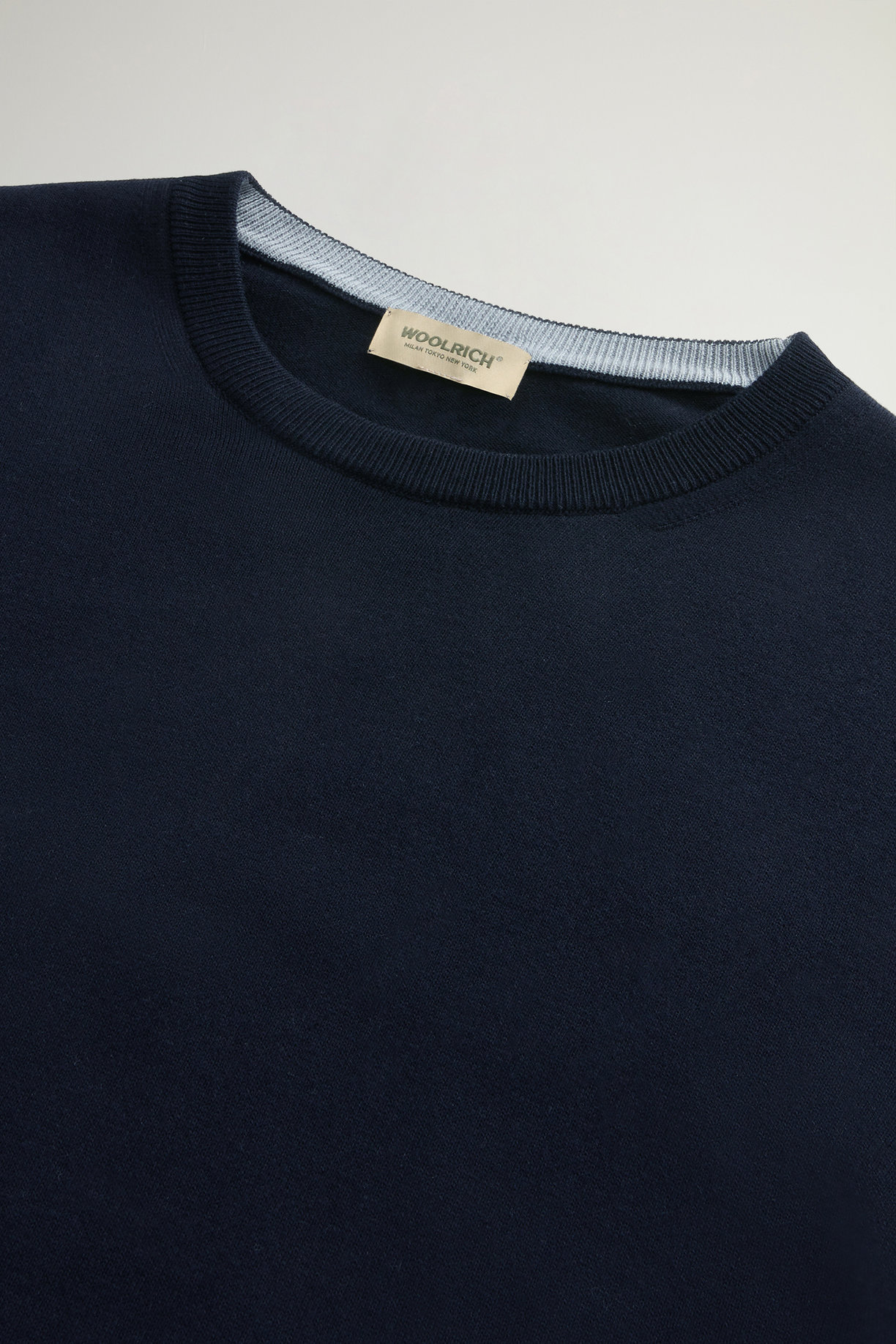 Maglia girocollo in puro cotone con logo ricamato CFWOKN0331MRUF0787 3989 WOOLRICH Melton blue 