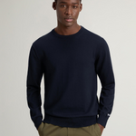 Maglia girocollo in puro cotone con logo ricamato CFWOKN0331MRUF0787 3989 WOOLRICH Melton blue 