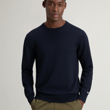 Maglia girocollo in puro cotone con logo ricamato CFWOKN0331MRUF0787 3989 WOOLRICH Melton blue 