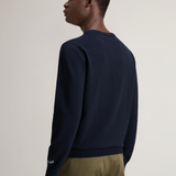 Maglia girocollo in puro cotone con logo ricamato CFWOKN0331MRUF0787 3989 WOOLRICH Melton blue 