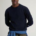 Maglia girocollo in puro cotone con logo ricamato CFWOKN0331MRUF0787 3989 WOOLRICH Melton blue 