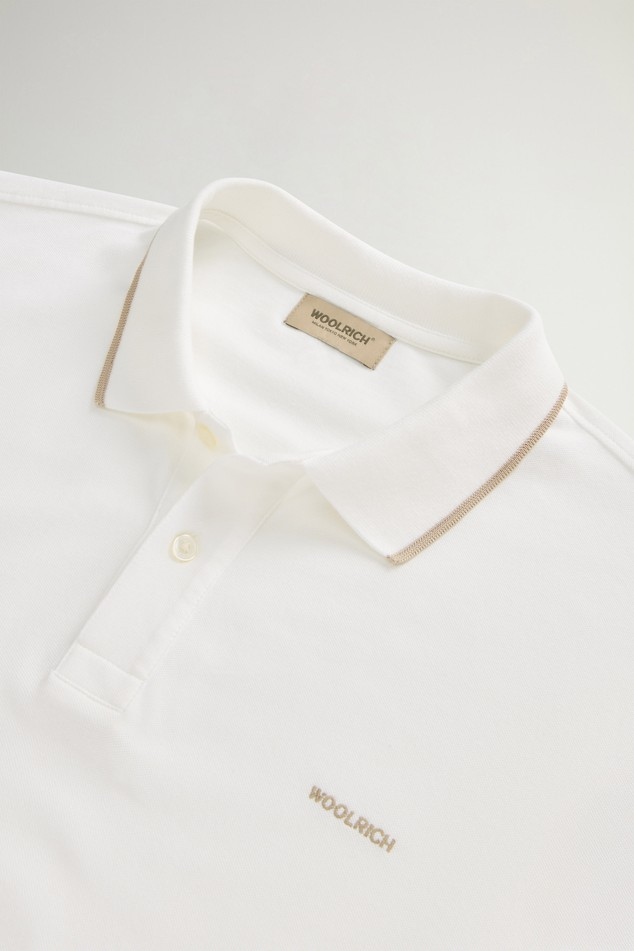 Polo in piqué di cotone elasticizzato CFWOPO2000MRUT5348 8270 WOOLRICH Artic white 