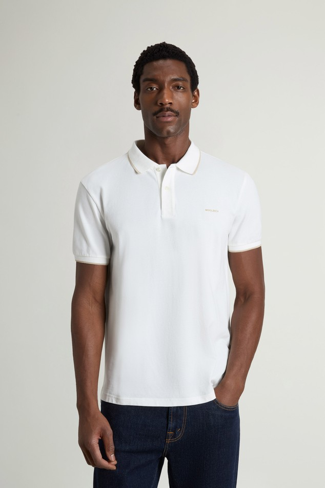 Polo in piqué di cotone elasticizzato CFWOPO2000MRUT5348 8270 WOOLRICH Artic white 