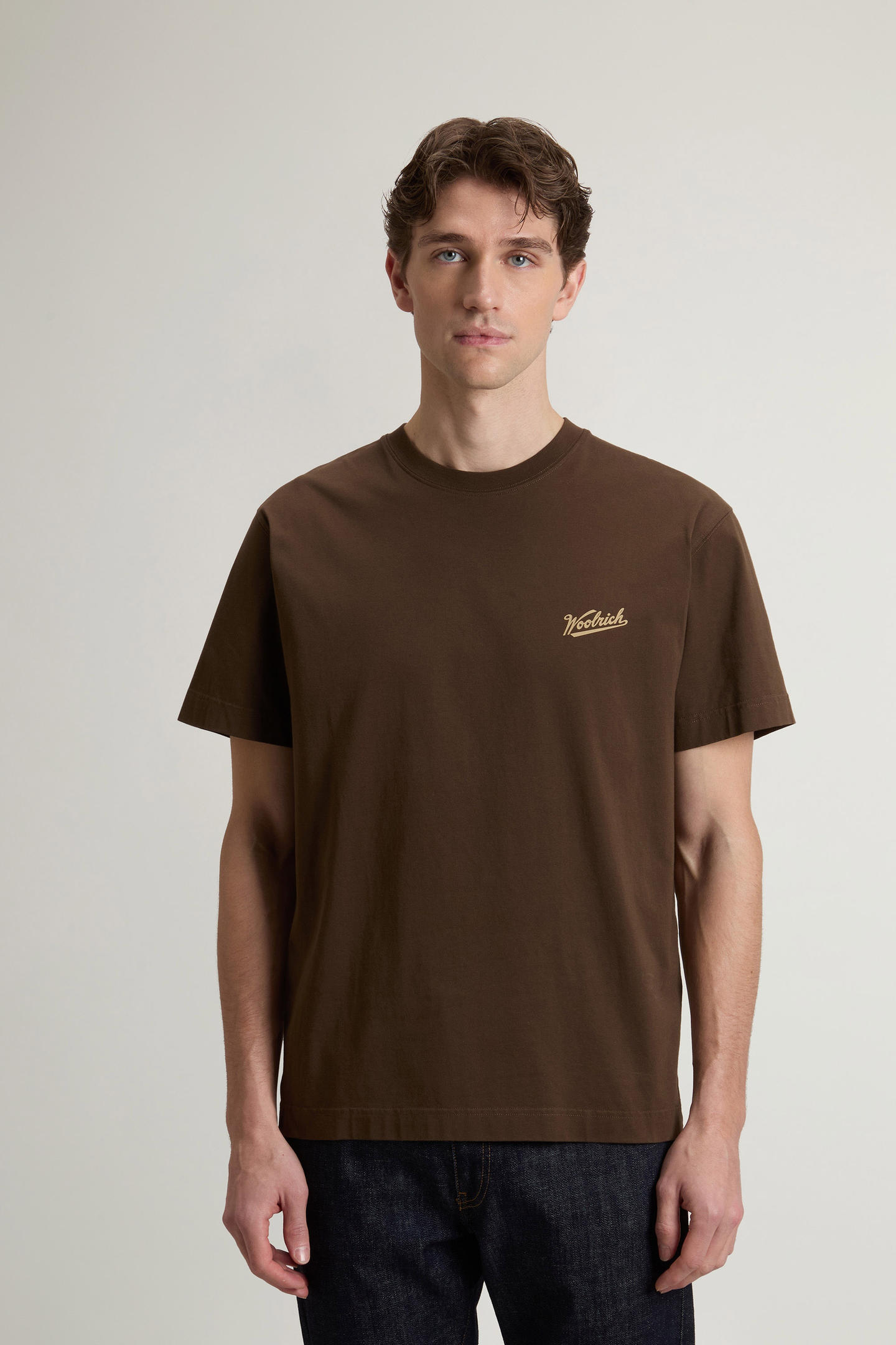 T-Shirt in puro cotone con logo CFWOTE2010MRUT5334 10026 WOOLRICH Slate black 