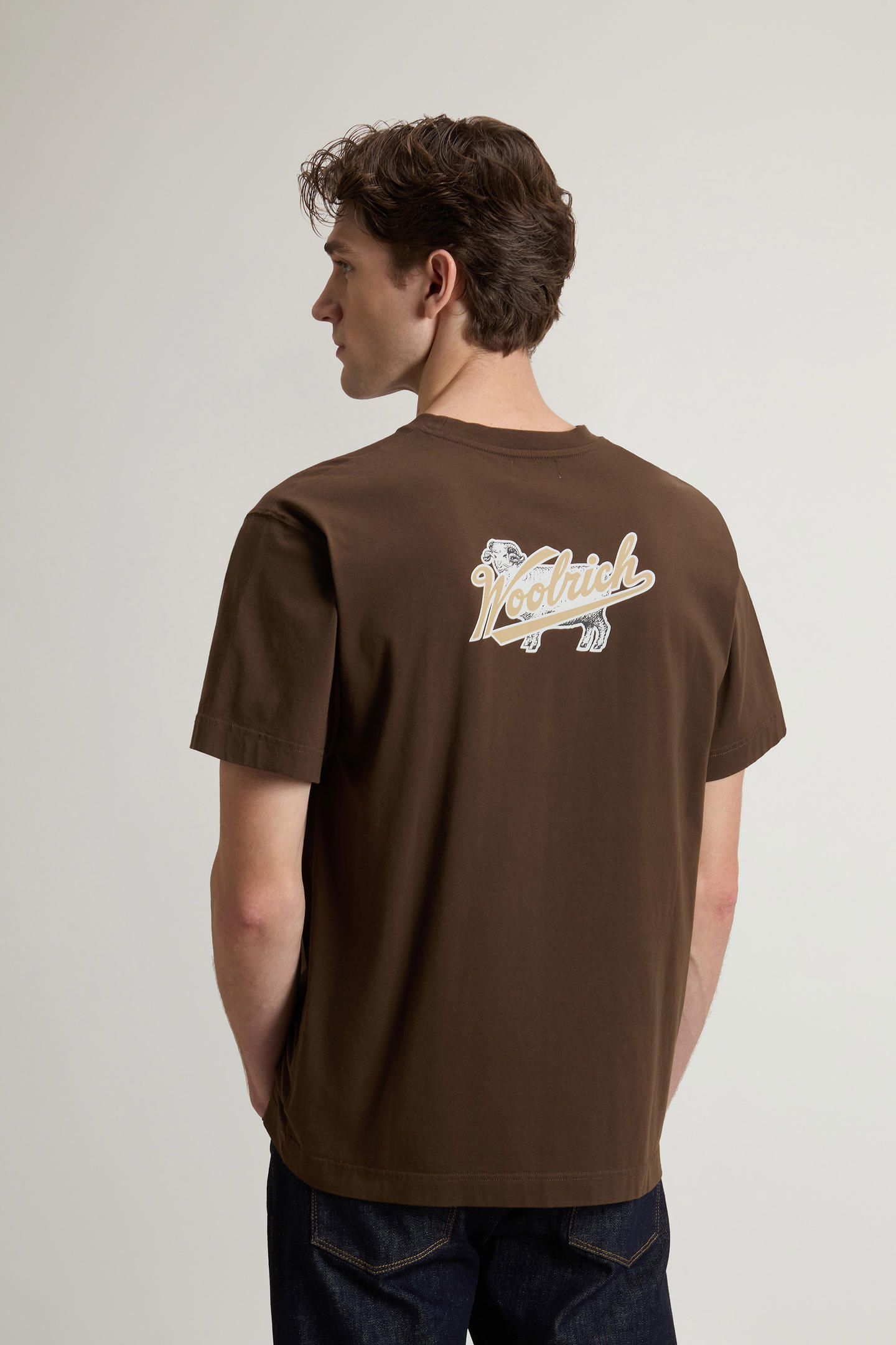 T-Shirt in puro cotone con logo CFWOTE2010MRUT5334 10026 WOOLRICH Slate black 
