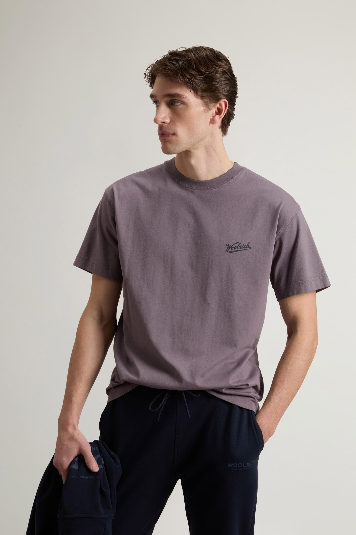 T-Shirt in puro cotone con logo CFWOTE2010MRUT5334 31193 WOOLRICH Shark 