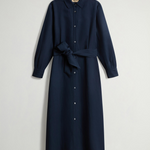 Vestito chemisier in misto lino con cintura CFWWDR2019FRUT3043 3989 WOOLRICH Melton blue 