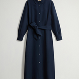 Vestito chemisier in misto lino con cintura CFWWDR2019FRUT3043 3989 WOOLRICH Melton blue 