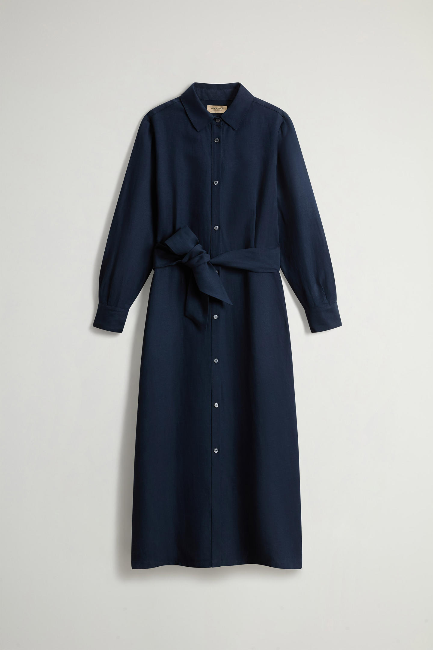 Vestito chemisier in misto lino con cintura CFWWDR2019FRUT3043 3989 WOOLRICH Melton blue 