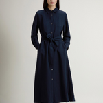 Vestito chemisier in misto lino con cintura CFWWDR2019FRUT3043 3989 WOOLRICH Melton blue 