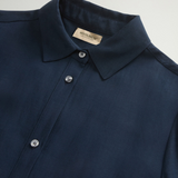 Vestito chemisier in misto lino con cintura CFWWDR2019FRUT3043 3989 WOOLRICH Melton blue 