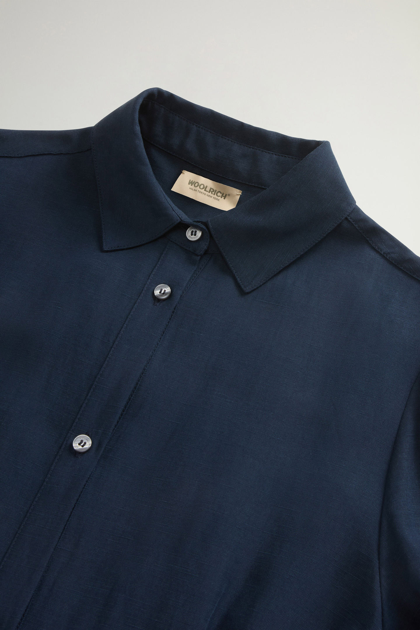 Vestito chemisier in misto lino con cintura CFWWDR2019FRUT3043 3989 WOOLRICH Melton blue 