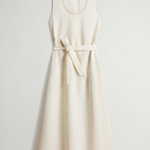 Vestito smanicato in misto lino con cintura CFWWDR2020FRUT3043 8743 WOOLRICH Milky cream 