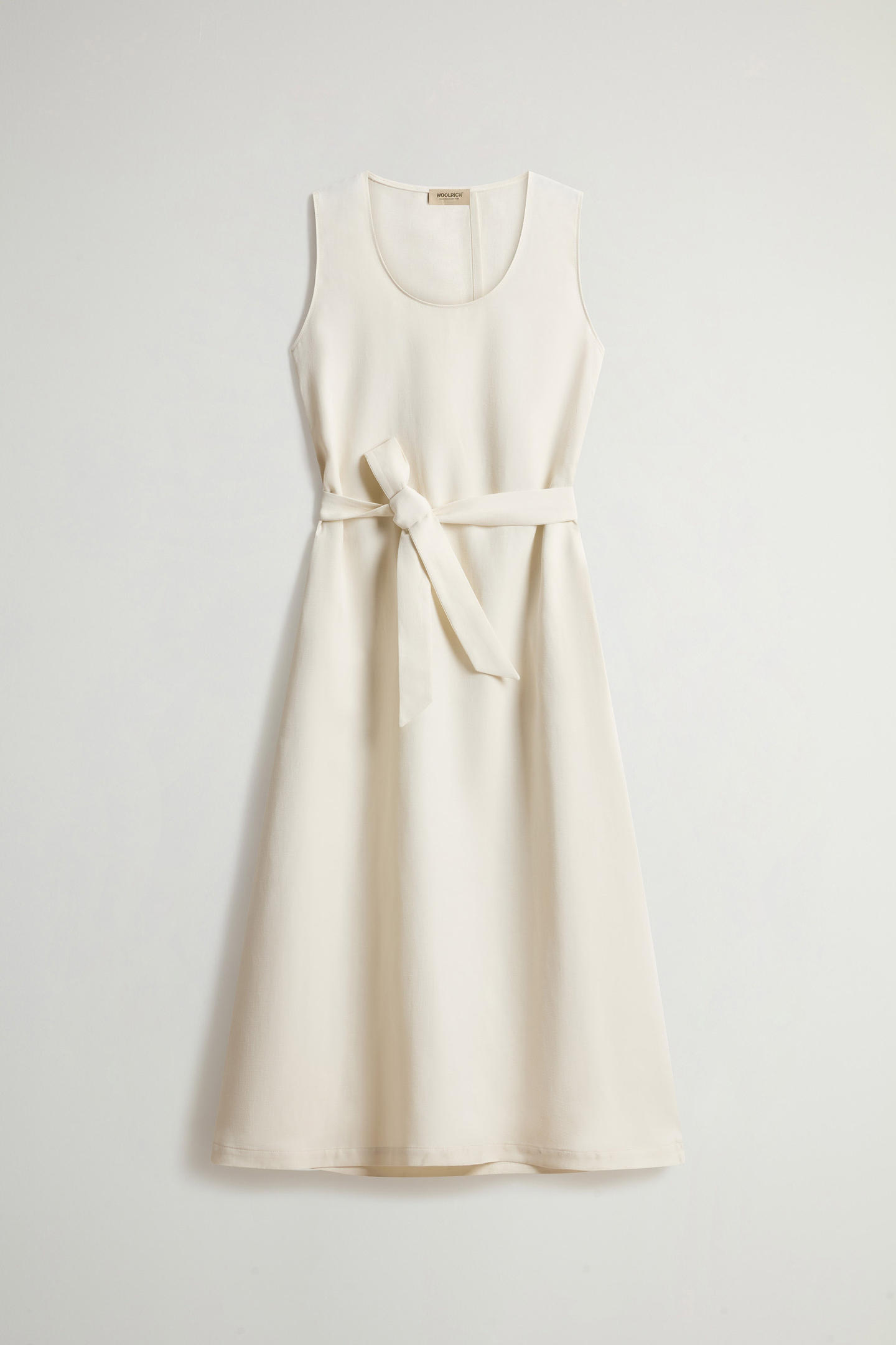 Vestito smanicato in misto lino con cintura CFWWDR2020FRUT3043 8743 WOOLRICH Milky cream 