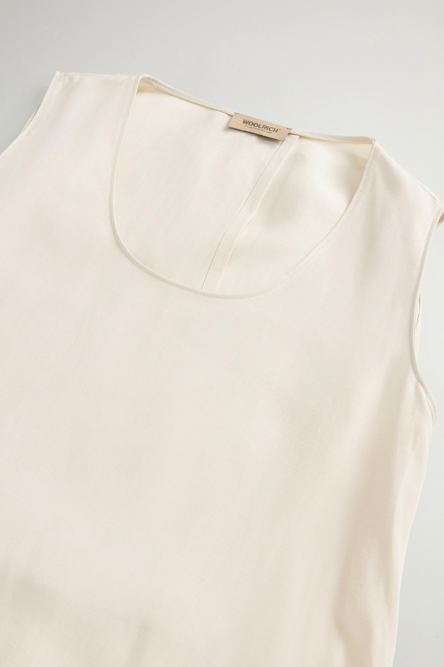 Vestito smanicato in misto lino con cintura CFWWDR2020FRUT3043 8743 WOOLRICH Milky cream 