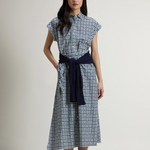 Abito chemisier in misto cotone con cintura CFWWDR2021FRUT5402 31219 WOOLRICH Blue tile bloom 