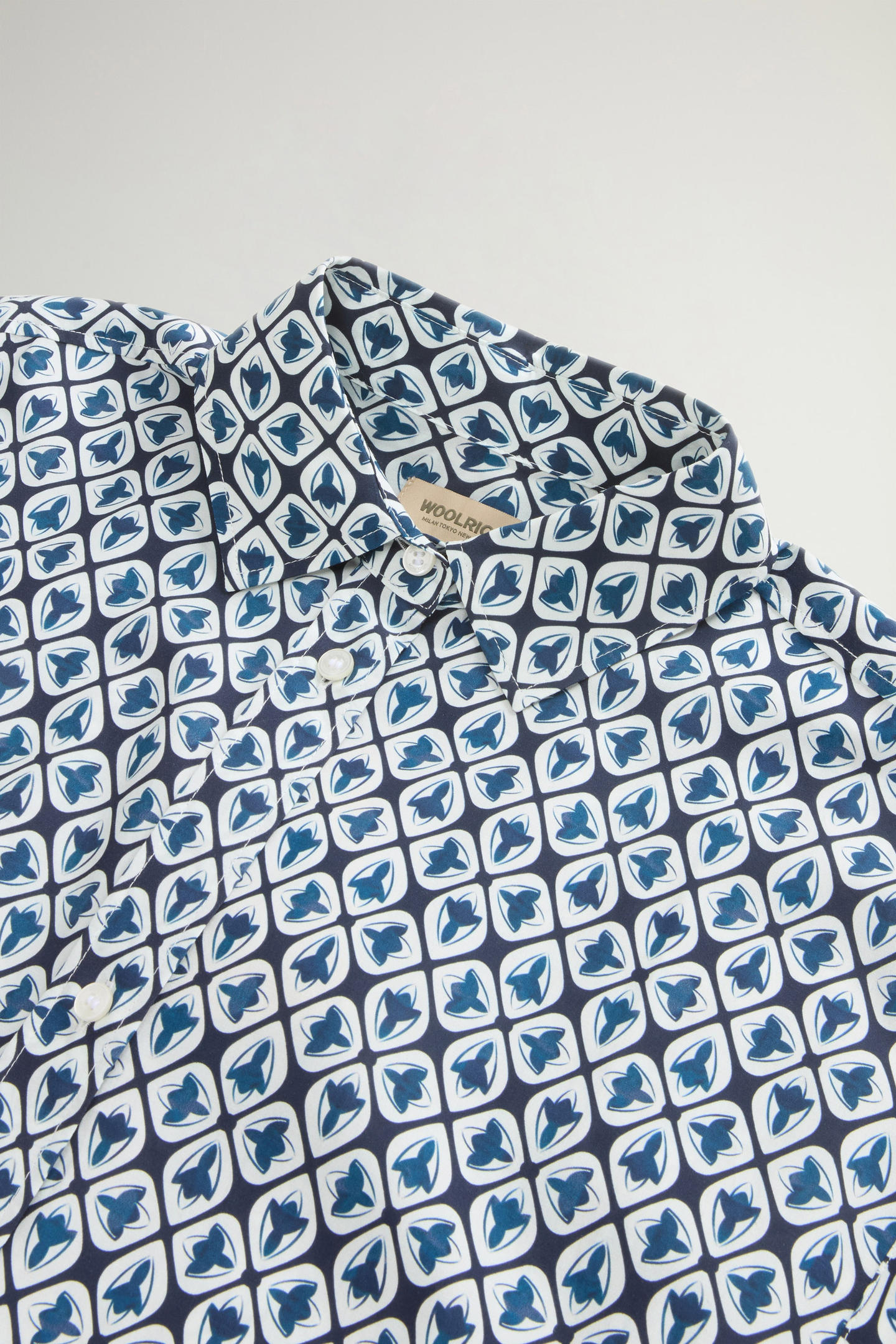 Abito chemisier in misto cotone con cintura CFWWDR2021FRUT5402 31219 WOOLRICH Blue tile bloom 