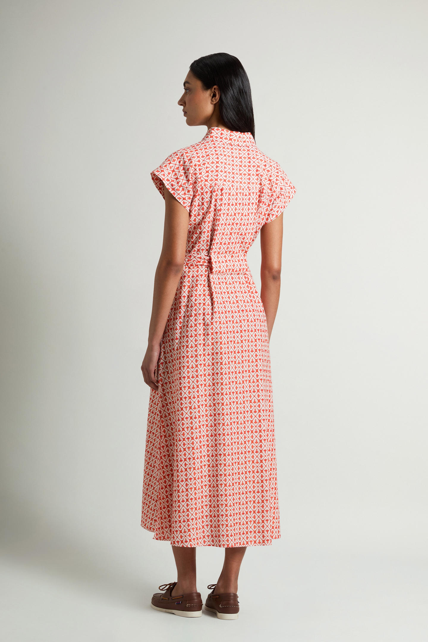 Abito chemisier in misto cotone con cintura CFWWDR2021FRUT5402 5549 WOOLRICH Paprika tile bloom 