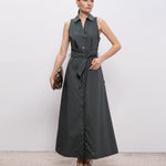 Vestito chemisier in popeline di puro cotone con cintura CFWWDR2022FRUT3944 6668 WOOLRICH Forest veil 