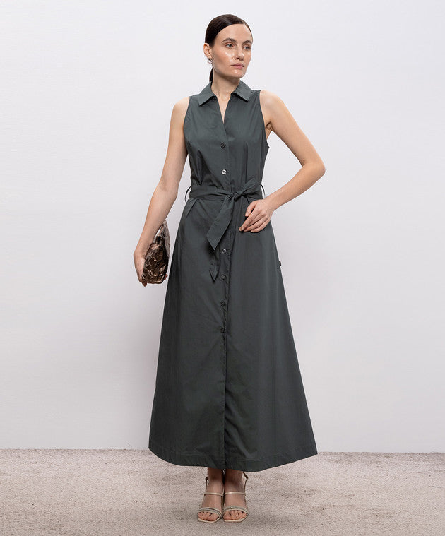Vestito chemisier in popeline di puro cotone con cintura CFWWDR2022FRUT3944 6668 WOOLRICH Forest veil 