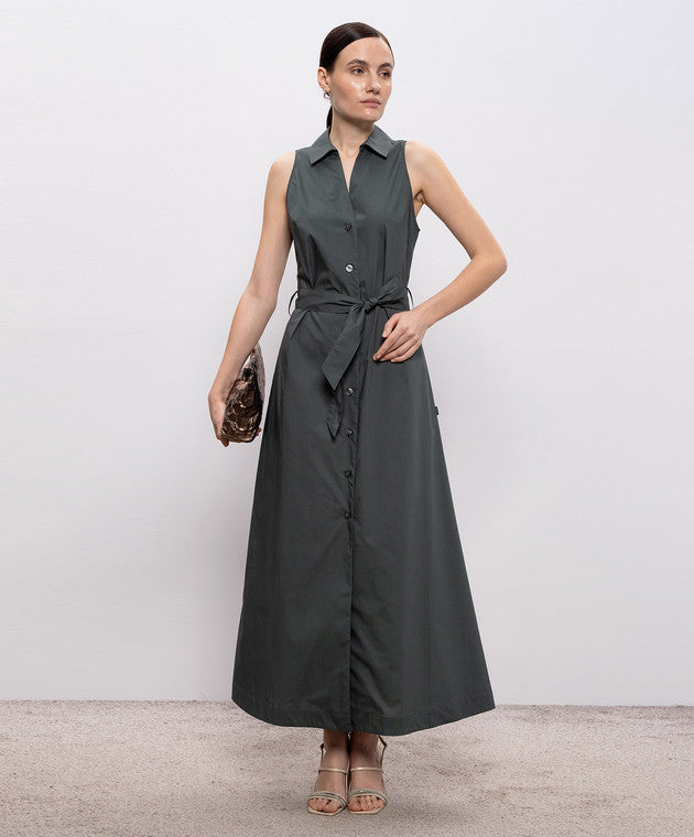 Vestito chemisier in popeline di puro cotone con cintura CFWWDR2022FRUT3944 6668 WOOLRICH Forest veil 