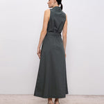 Vestito chemisier in popeline di puro cotone con cintura CFWWDR2022FRUT3944 6668 WOOLRICH Forest veil 