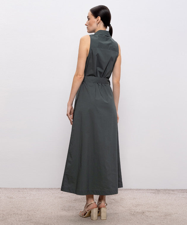 Vestito chemisier in popeline di puro cotone con cintura CFWWDR2022FRUT3944 6668 WOOLRICH Forest veil 