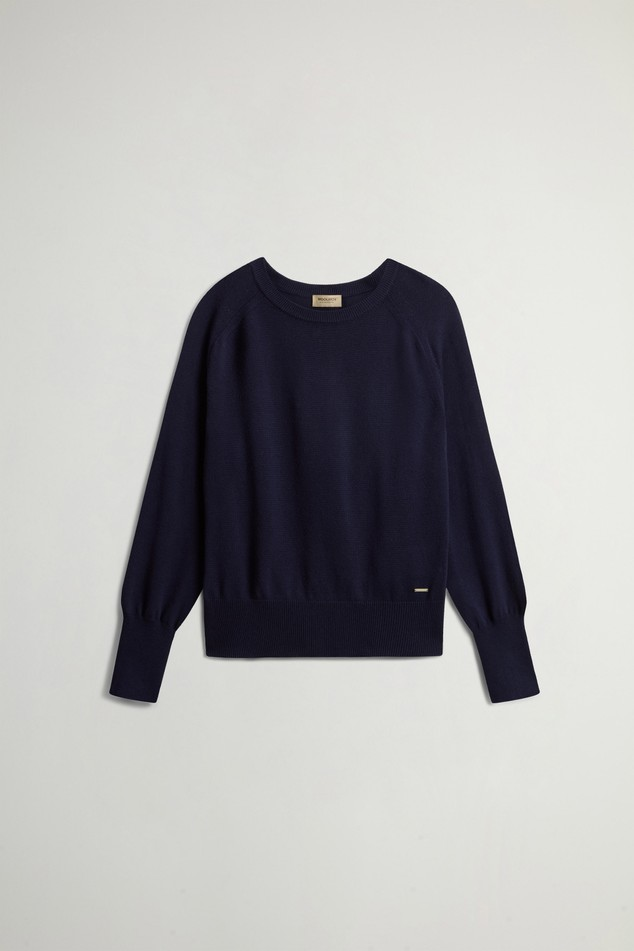Maglia girocollo in misto cotone CFWWKN2037FRUF5037 3989 WOOLRICH Blue 