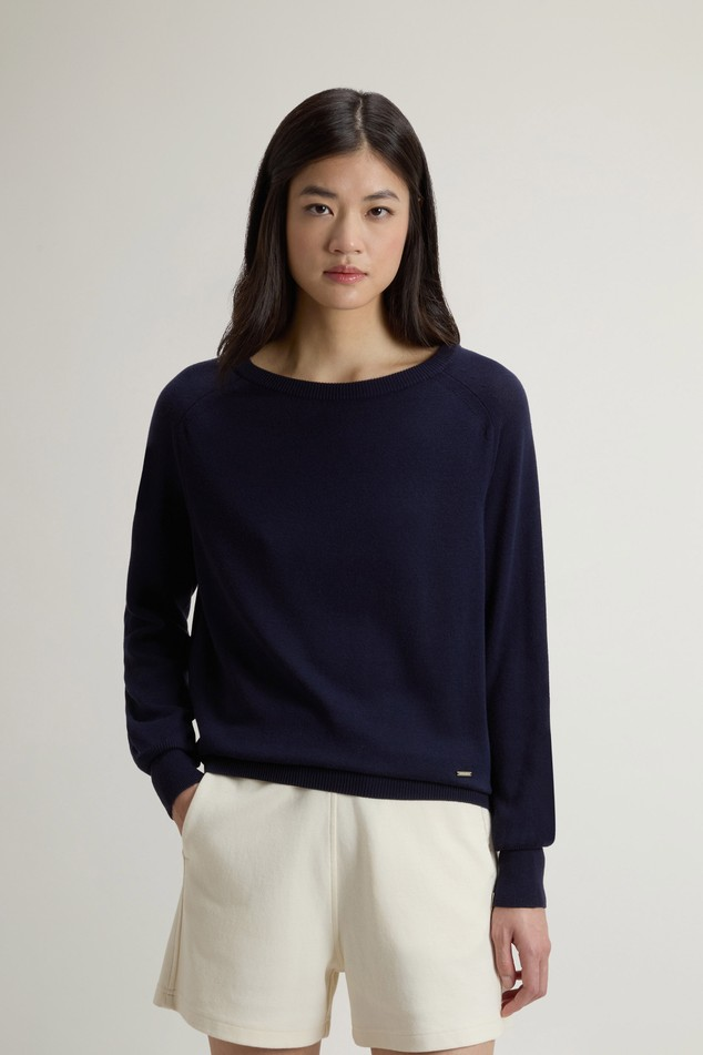 Maglia girocollo in misto cotone CFWWKN2037FRUF5037 3989 WOOLRICH Blue 