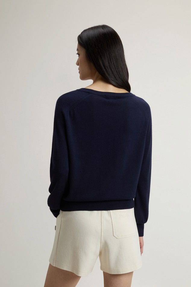 Maglia girocollo in misto cotone CFWWKN2037FRUF5037 3989 WOOLRICH Blue 