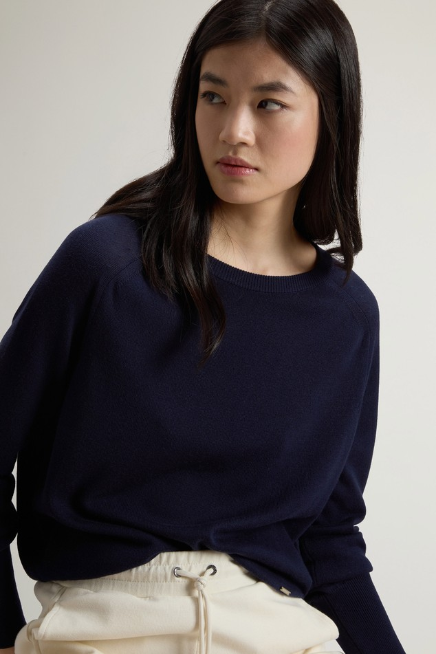 Maglia girocollo in misto cotone CFWWKN2037FRUF5037 3989 WOOLRICH Blue 
