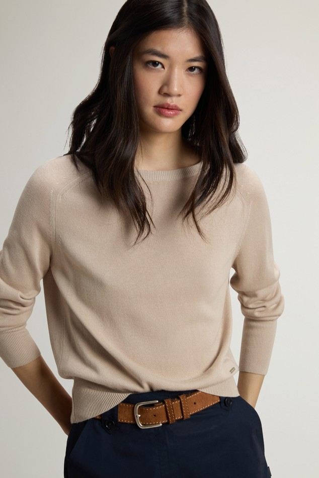 Maglia girocollo in misto cotone CFWWKN2037FRUF5037 8640 WOOLRICH Beige 