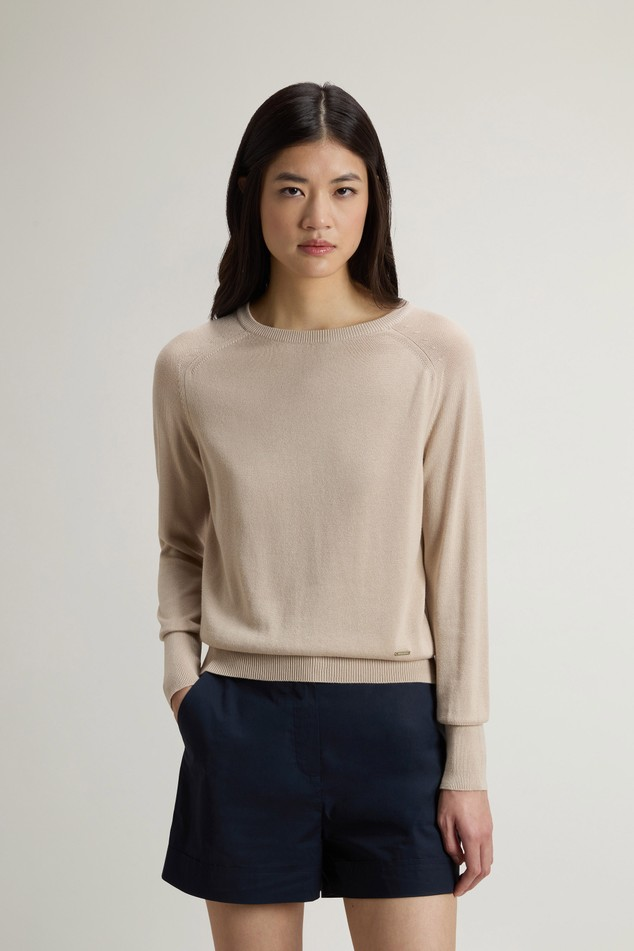 Maglia girocollo in misto cotone CFWWKN2037FRUF5037 8640 WOOLRICH Beige 