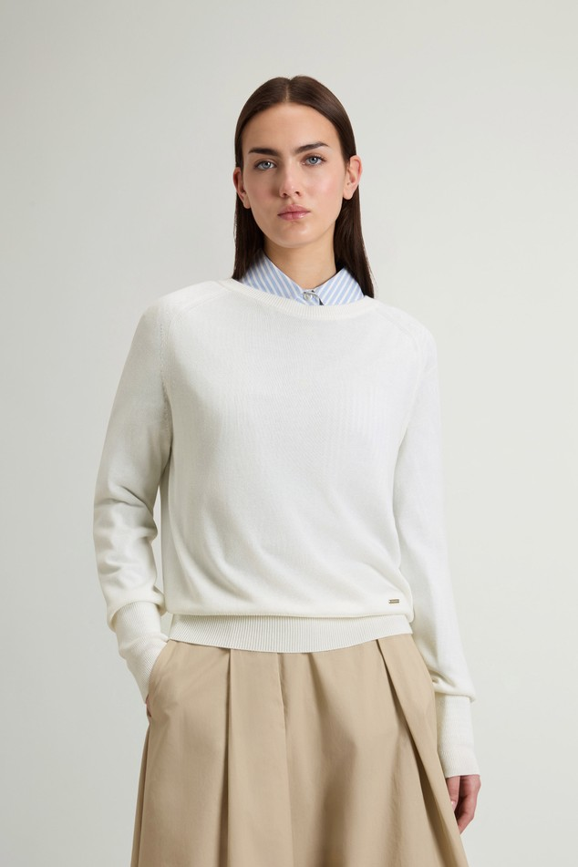 Maglia girocollo in misto cotone CFWWKN2037FRUF5037 8743 WOOLRICH Milky cream 