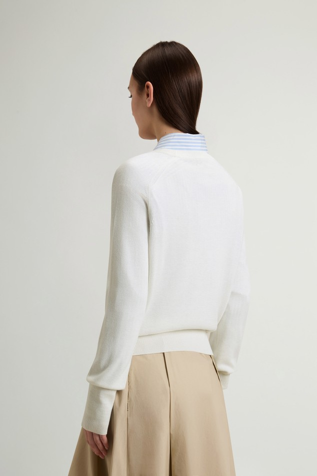Maglia girocollo in misto cotone CFWWKN2037FRUF5037 8743 WOOLRICH Milky cream 