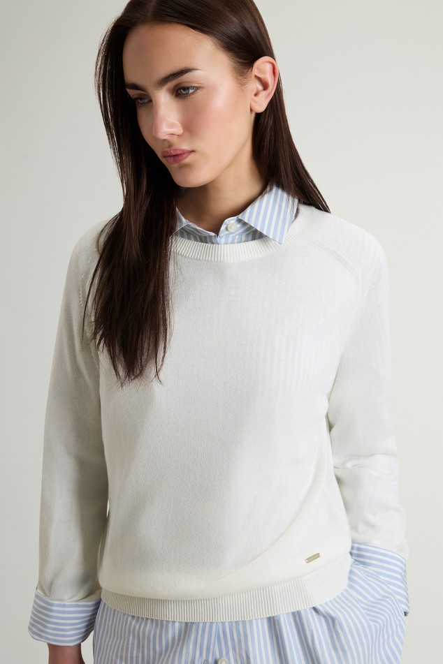 Maglia girocollo in misto cotone CFWWKN2037FRUF5037 8743 WOOLRICH Milky cream 