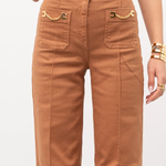 Pantalone in cotone gamba dritta PJ25D61E2 600 ELISABETTA FRANCHI Cuoio 