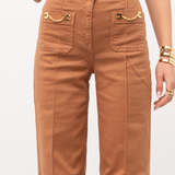 Pantalone in cotone gamba dritta PJ25D61E2 600 ELISABETTA FRANCHI Cuoio 