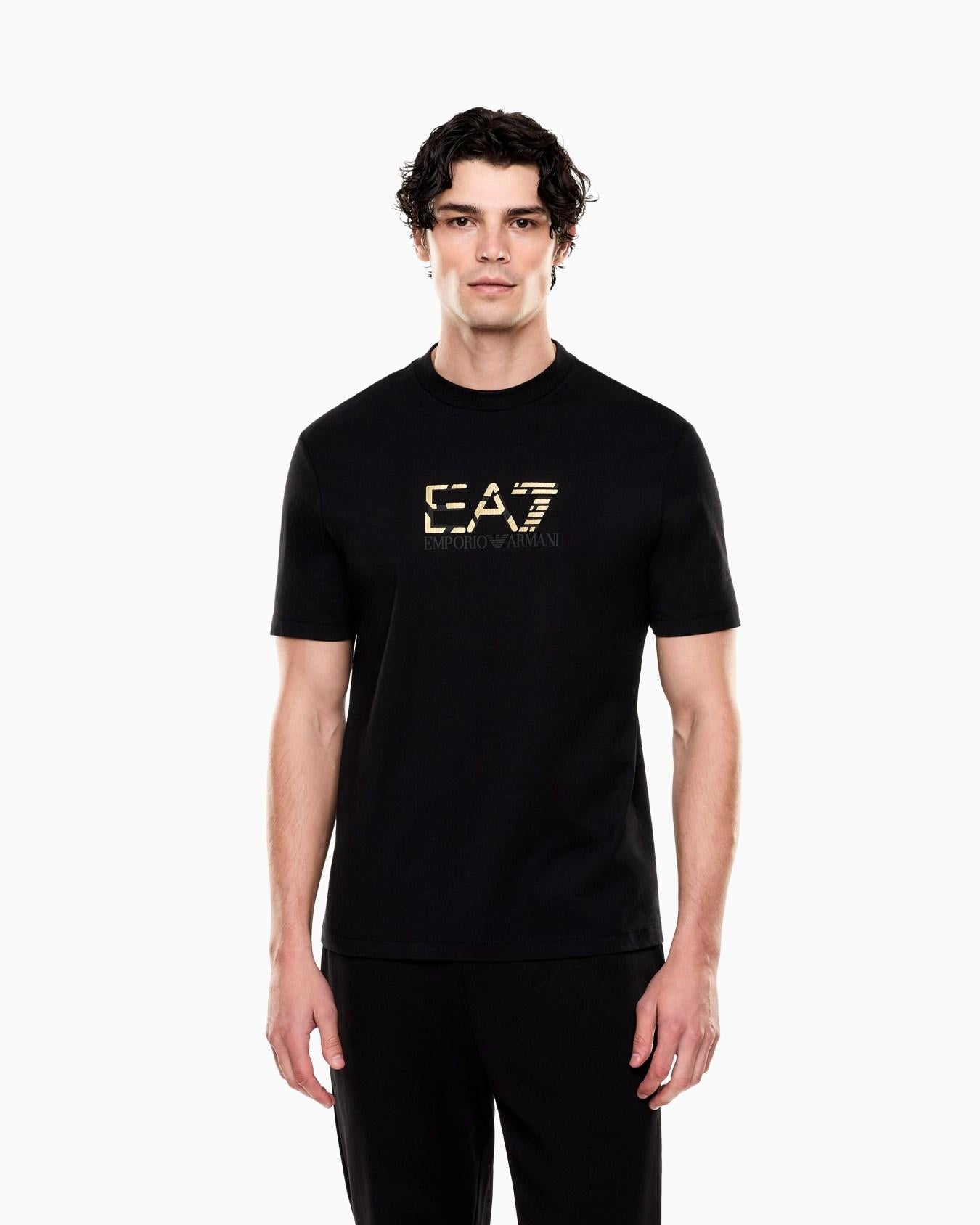 T-shirt girocollo Premium Label in jersey di cotone 7M001562 AF17789 UC001 EA7 Black 