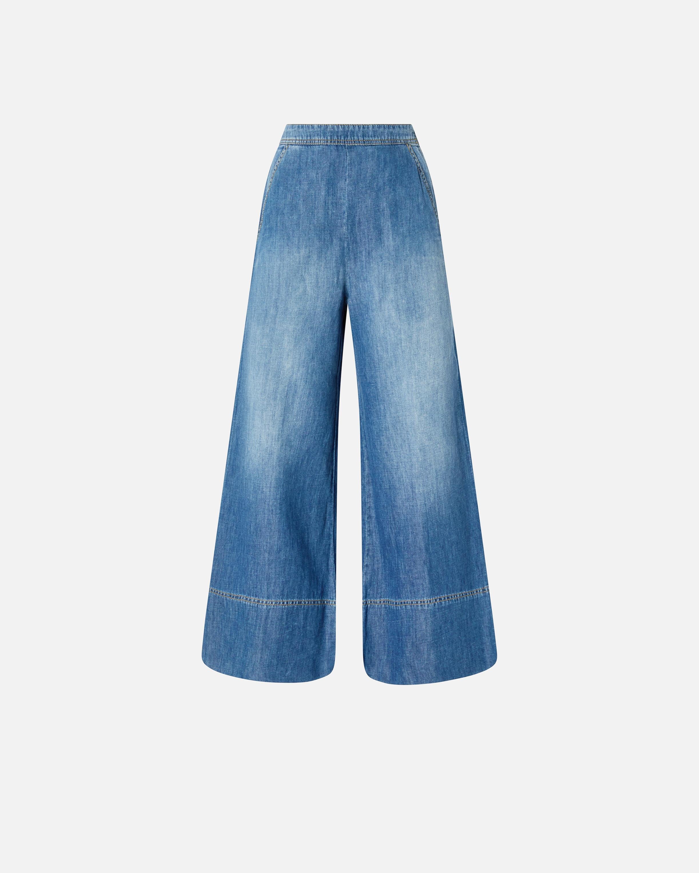 Jeans palazzo in denim misto lino 104823A2GQ PJC PINKO Lav. medio scuro 
