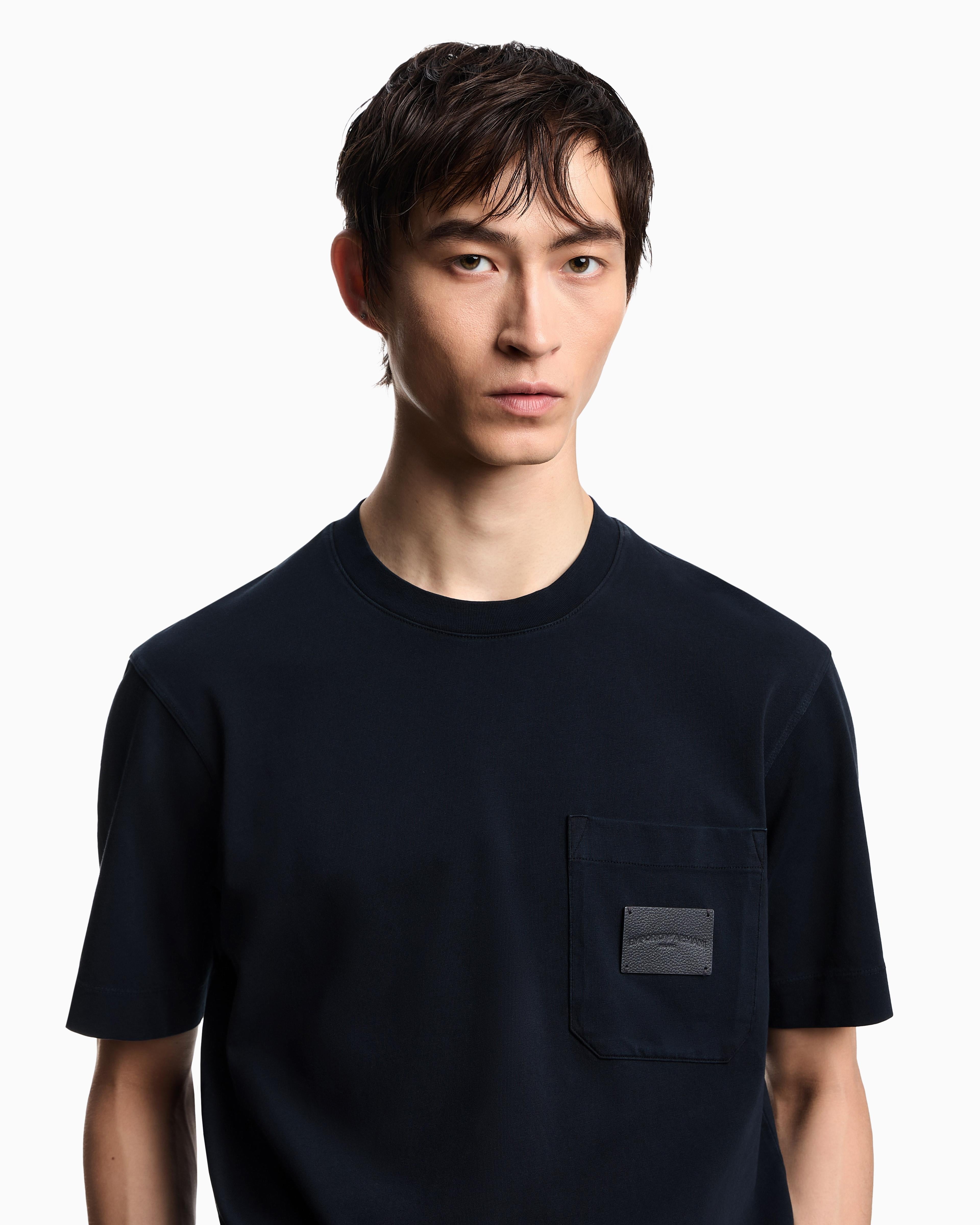 T-shirt in jersey con patch logo in pelle ASV EM002722 AF13715 UB118 EMPORIO ARMANI Blue navy 
