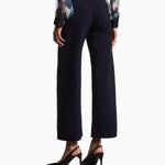 Pantalone vita media e gamba ampia cropped in drill stretch tinto capo EW000019 AF17027 UB115 EMPORIO ARMANI Blue navy 