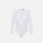 Body in popeline di cotone con dettagli smoking CB00256E2 100 ELISABETTA FRANCHI Bianco 